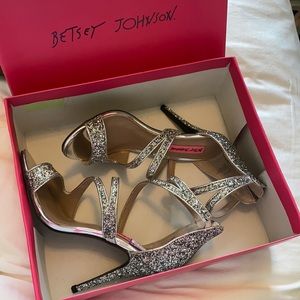 Betsey Johnson Izzy Silver Glitter Heels